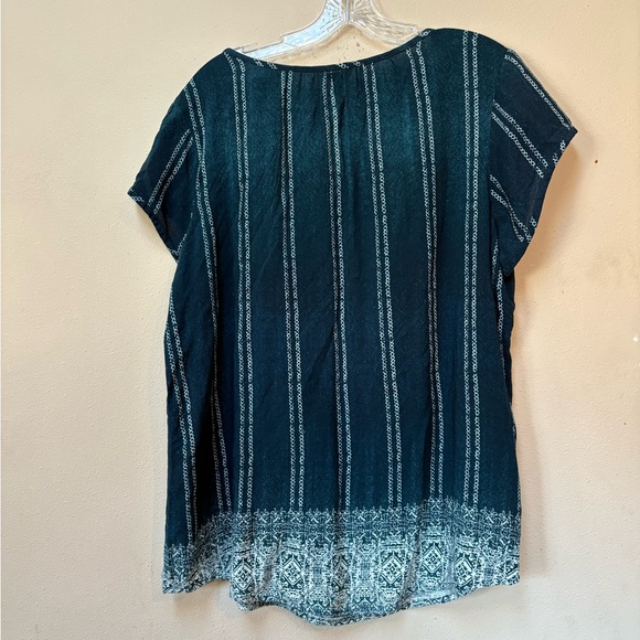 Sonoma Boho Tassel Top XL Blue Rayon Peasant Blouse Lightweight Spring - Picture 2 of 6